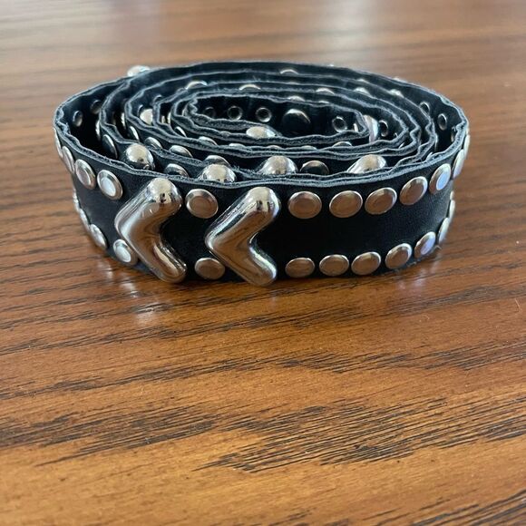 Custom Genuine Leather Silver Studded Belt - Picture 2 of 9